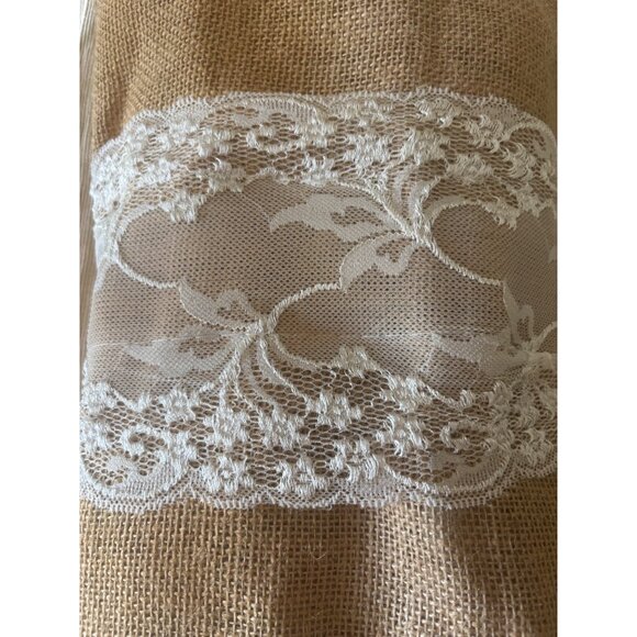 Lot of 3 Vintage Rustic Burlap & Lace Table Runners - Picture 8 of 16